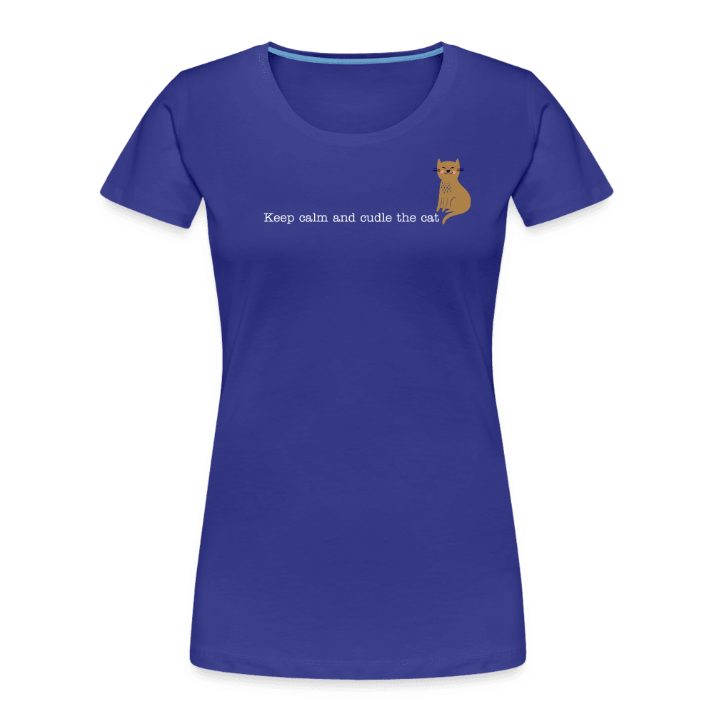 "Keep calm and cuddle the cat" | Frauen Bio-T-Shirt - Königsblau