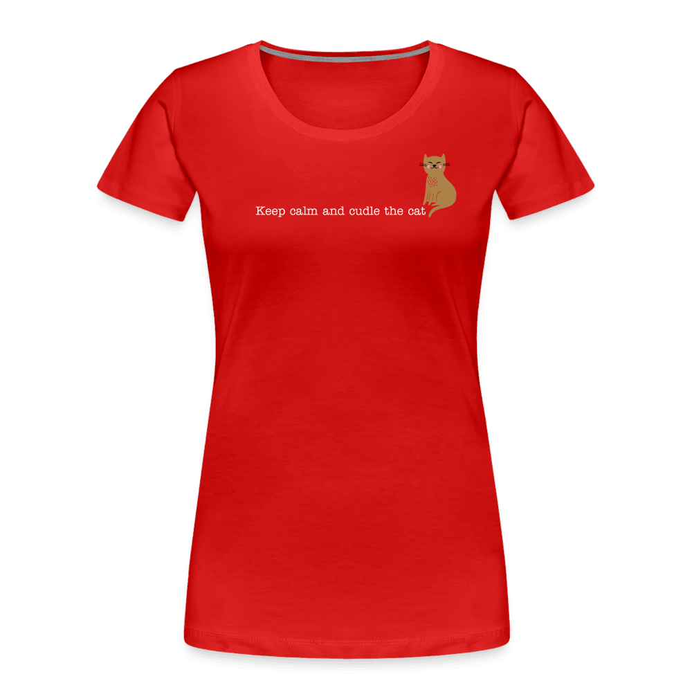 "Keep calm and cuddle the cat" | Frauen Bio-T-Shirt - Rot