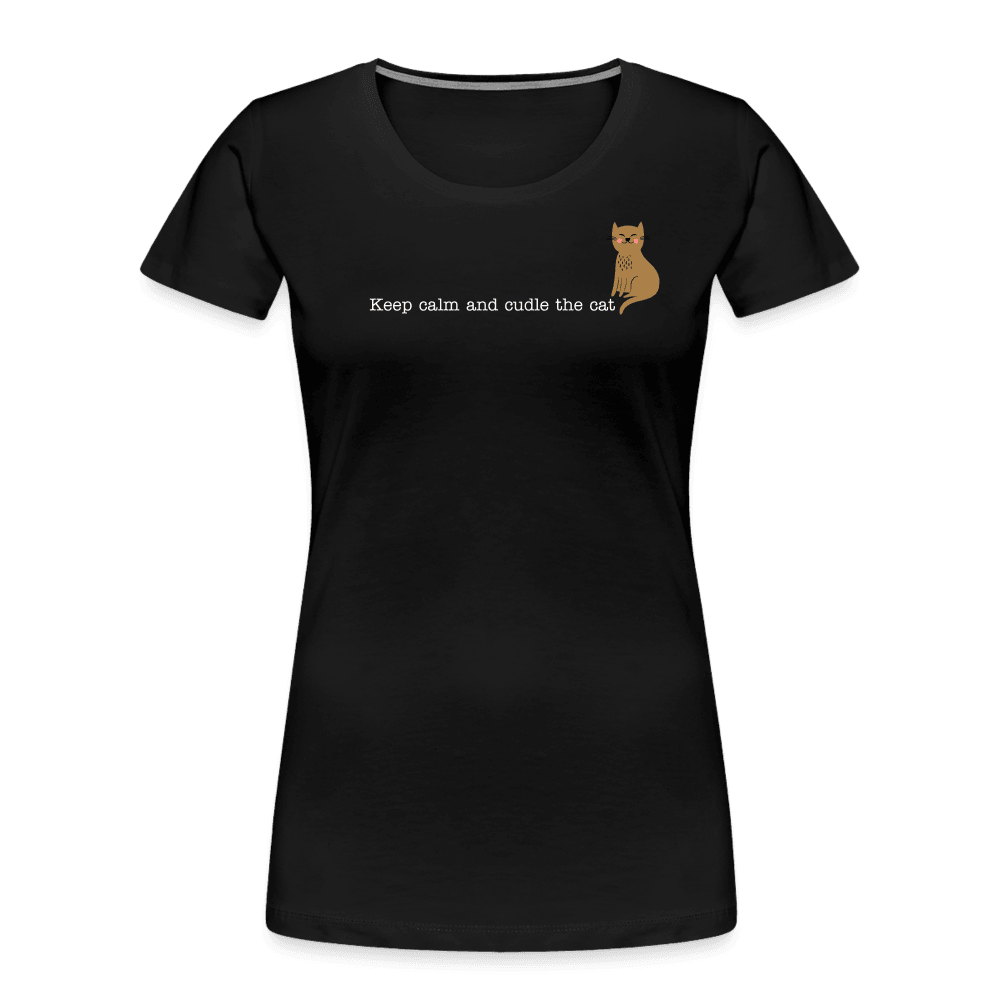 "Keep calm and cuddle the cat" | Frauen Bio-T-Shirt - Schwarz
