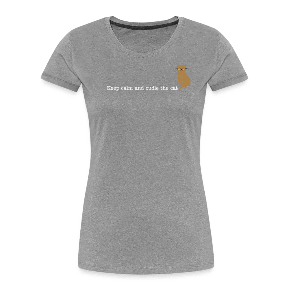 "Keep calm and cuddle the cat" | Frauen Bio-T-Shirt - Grau meliert
