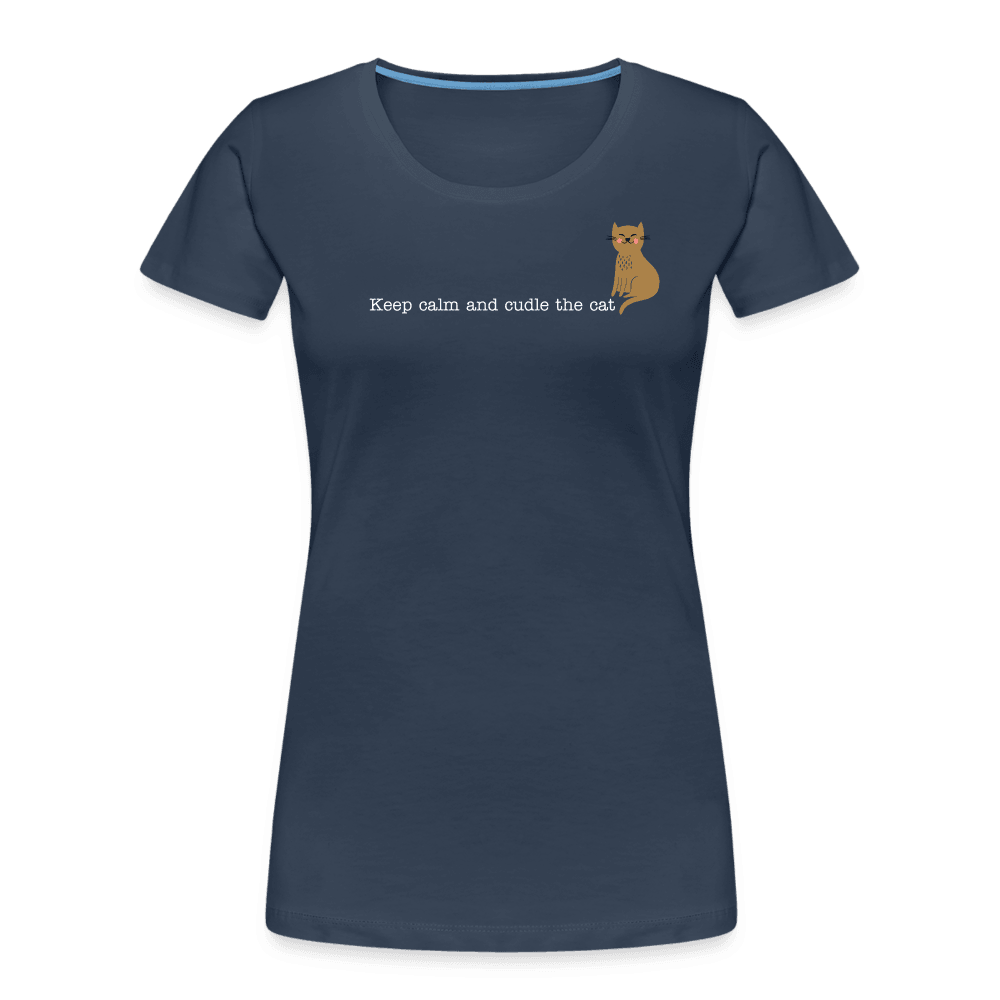 "Keep calm and cuddle the cat" | Frauen Bio-T-Shirt - Navy