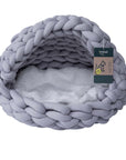 Quapas Katzenbett Iglu geflochten – Grau