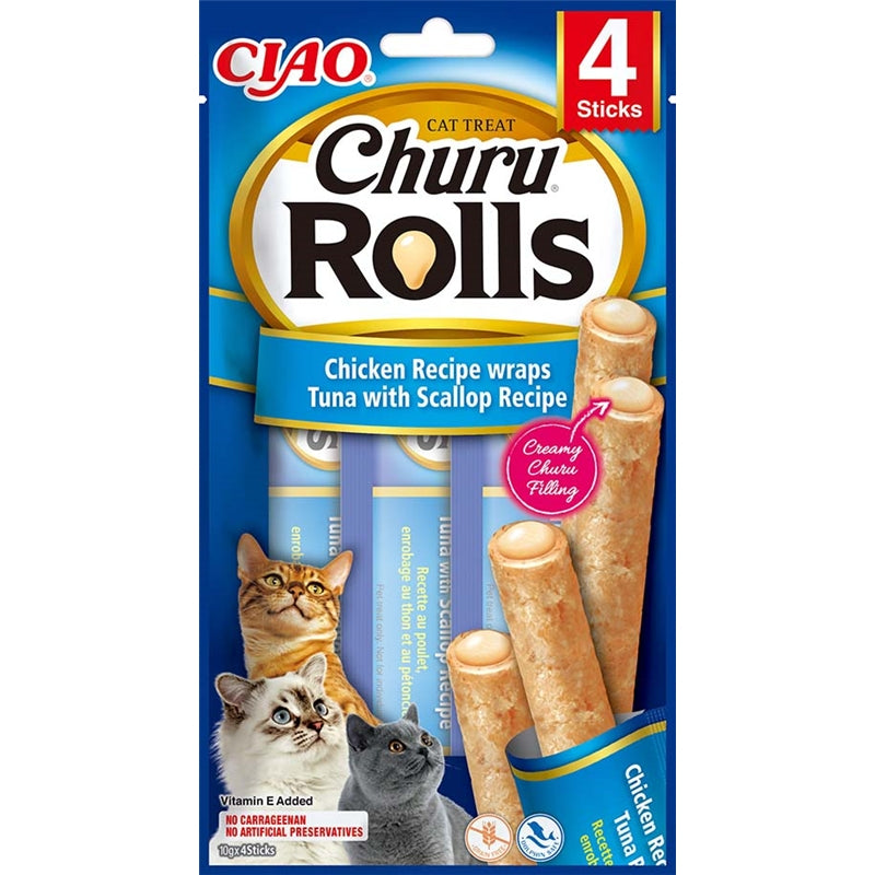 Inaba Cat Churu Rolls Chicken Recipe wraps Tuna with Scallop