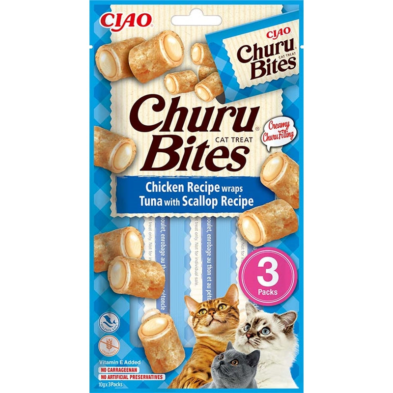 Inaba Cat Churu Bites Chicken Recipe wraps Tuna with Scallop