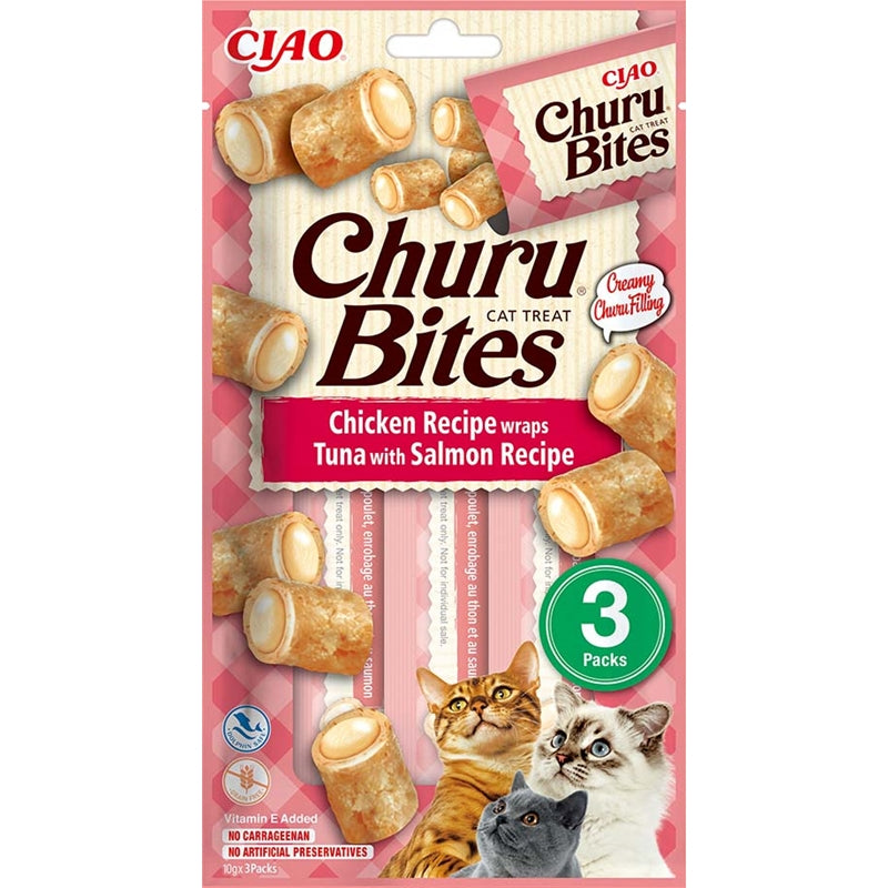 Inaba Cat Churu Bites Chicken Recipe wraps Tuna with Salmon