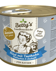 Artikel mit dem Namen Betty's Landhausküche Katze SENIOR Rind mit Truthahn & Möhrchen im Shop von zoo.de , dem Onlineshop für nachhaltiges Hundefutter und Katzenfutter.