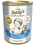 Artikel mit dem Namen Betty's Landhausküche Katze SENIOR Rind mit Truthahn & Möhrchen im Shop von zoo.de , dem Onlineshop für nachhaltiges Hundefutter und Katzenfutter.