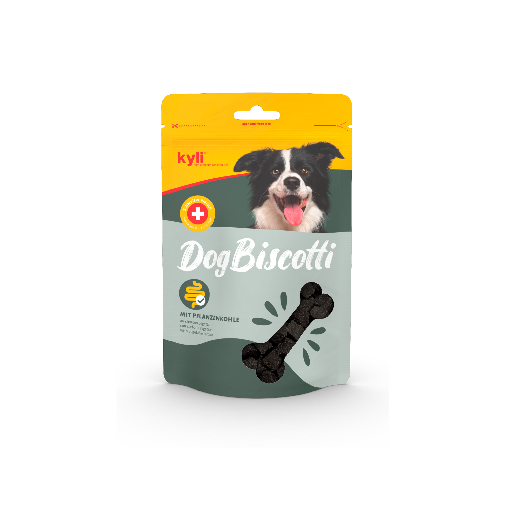 Artikel mit dem Namen kyli DogBiscotti mit Pflanzenkohle im Shop von zoo.de , dem Onlineshop für nachhaltiges Hundefutter und Katzenfutter.