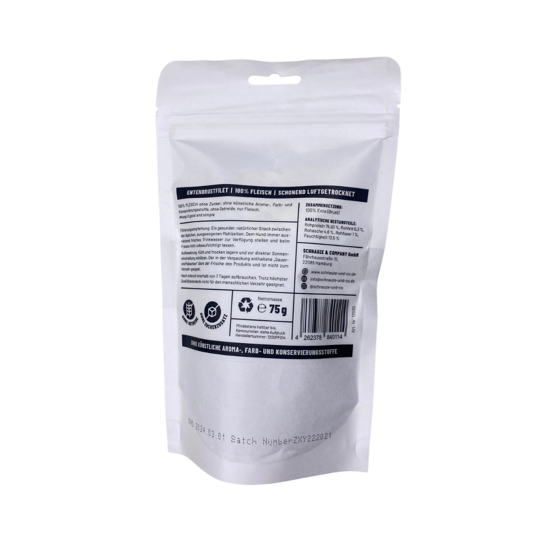 Schnauze & Co. FLEISCH Entenbrustfilet schonend ofengetrocknet (75g)