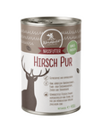 Nordheld Hirsch Pur grain-free hypoallergenic single protein wet dog food can with stag silhouette