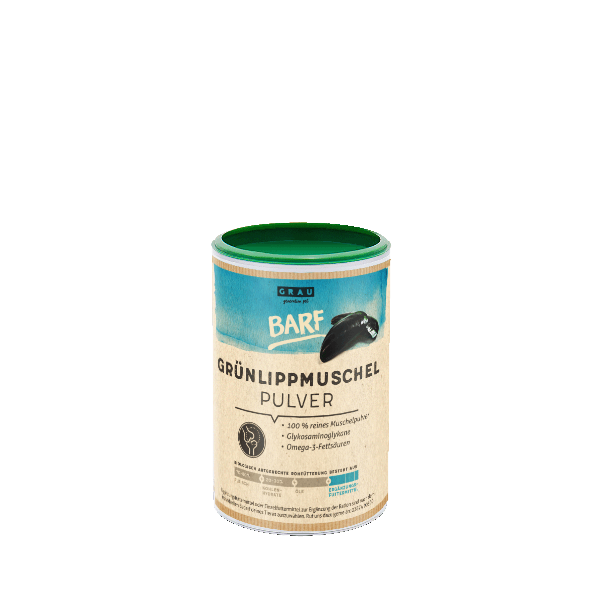 Grau Grünlippmuschel-Pulver – Hundefutter getreidefrei – zoo.de