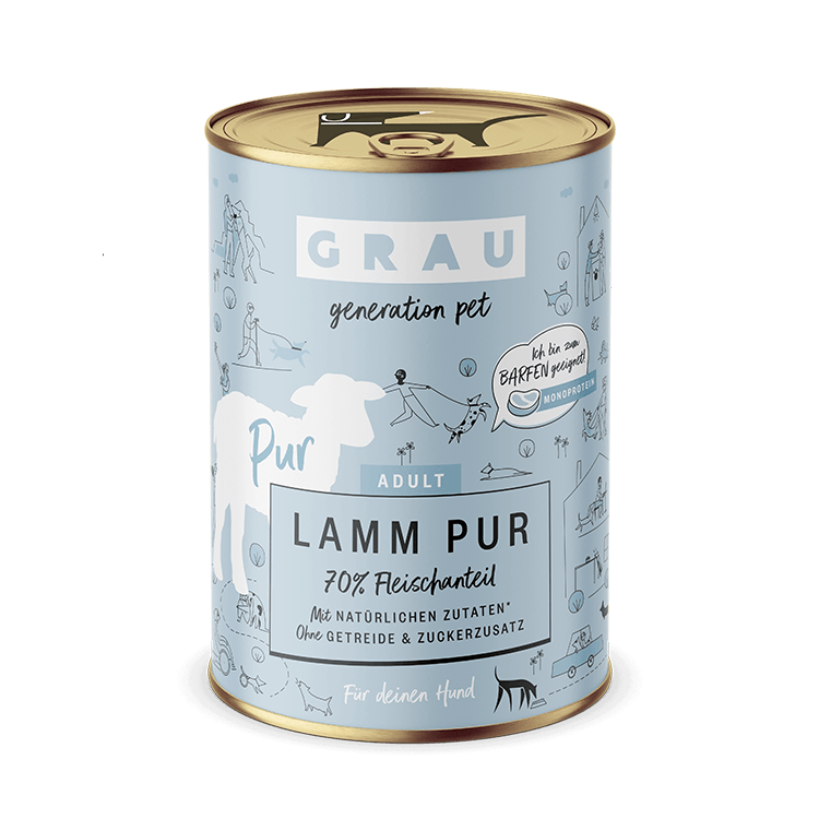 Grau Hund Lamm Pur – Nassfutter getreidefrei – zoo.de
