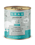Grau Hund Lamm mit Vollkornreis