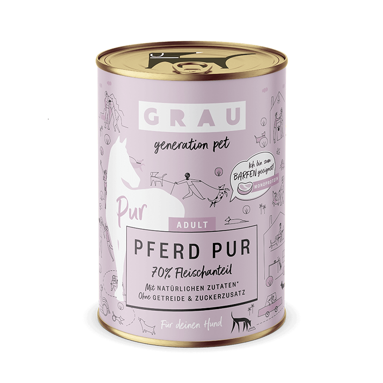Grau Hund Pferd Pur – Nassfutter getreidefrei – zoo.de