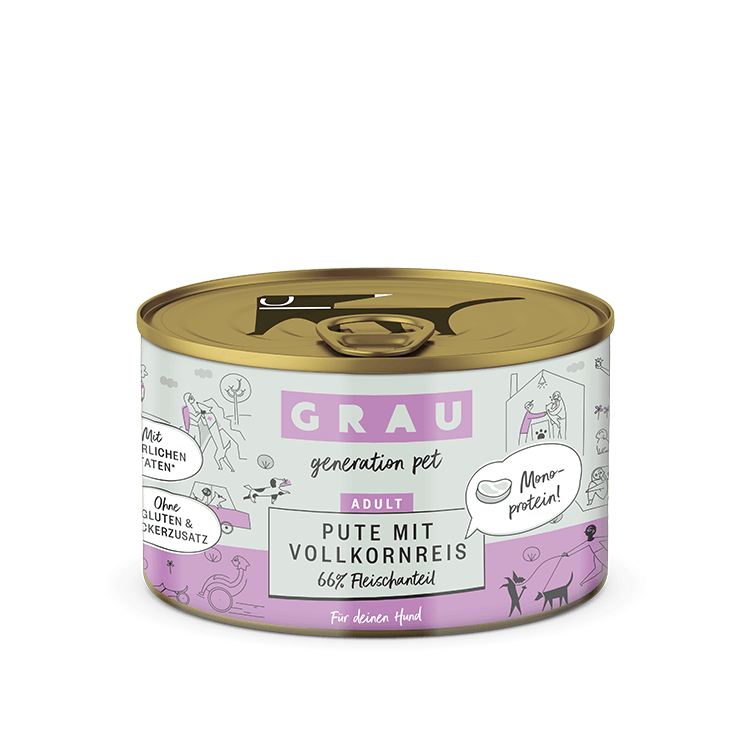 Grau Hund Pute mit Vollkornreis