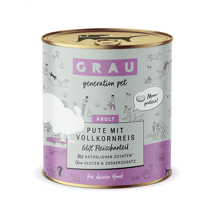 Grau Hund Pute mit Vollkornreis