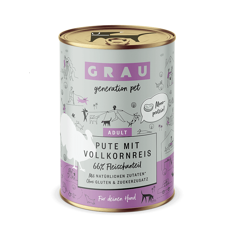 Grau Hund Pute mit Vollkornreis