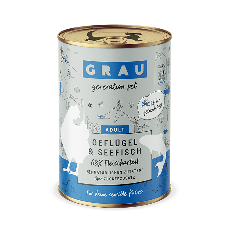 Grau Katze Geflgel & Seefisch  Nassfutter getreidefrei  zoo.de