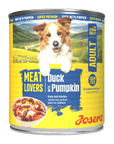 Josera Meat Lovers Menu Duck & Pumpkin Hundenassfutter, Dose in Seitenansicht