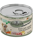 Artikel mit dem Namen Landfleisch Dog Classic Ente mit Lamm, Kartoffeln und Gartengemüse im Shop von zoo.de , dem Onlineshop für nachhaltiges Hundefutter und Katzenfutter.