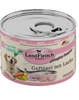 Artikel mit dem Namen Landfleisch Dog Classic Geflügel mit Lachs und Gartengemüse im Shop von zoo.de , dem Onlineshop für nachhaltiges Hundefutter und Katzenfutter.
