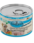 Artikel mit dem Namen Landfleisch Dog Classic Geflügelherzen und Seelachs mit Gartengemüse im Shop von zoo.de , dem Onlineshop für nachhaltiges Hundefutter und Katzenfutter.