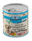 Artikel mit dem Namen Landfleisch Dog Classic Geflügelherzen und Seelachs mit Gartengemüse im Shop von zoo.de , dem Onlineshop für nachhaltiges Hundefutter und Katzenfutter.