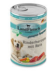 Landfleisch Dog Classic Rinderherzen mit Reis und Gartengemüse