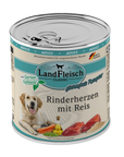 Landfleisch Dog Classic Rinderherzen mit Reis und Gartengemüse