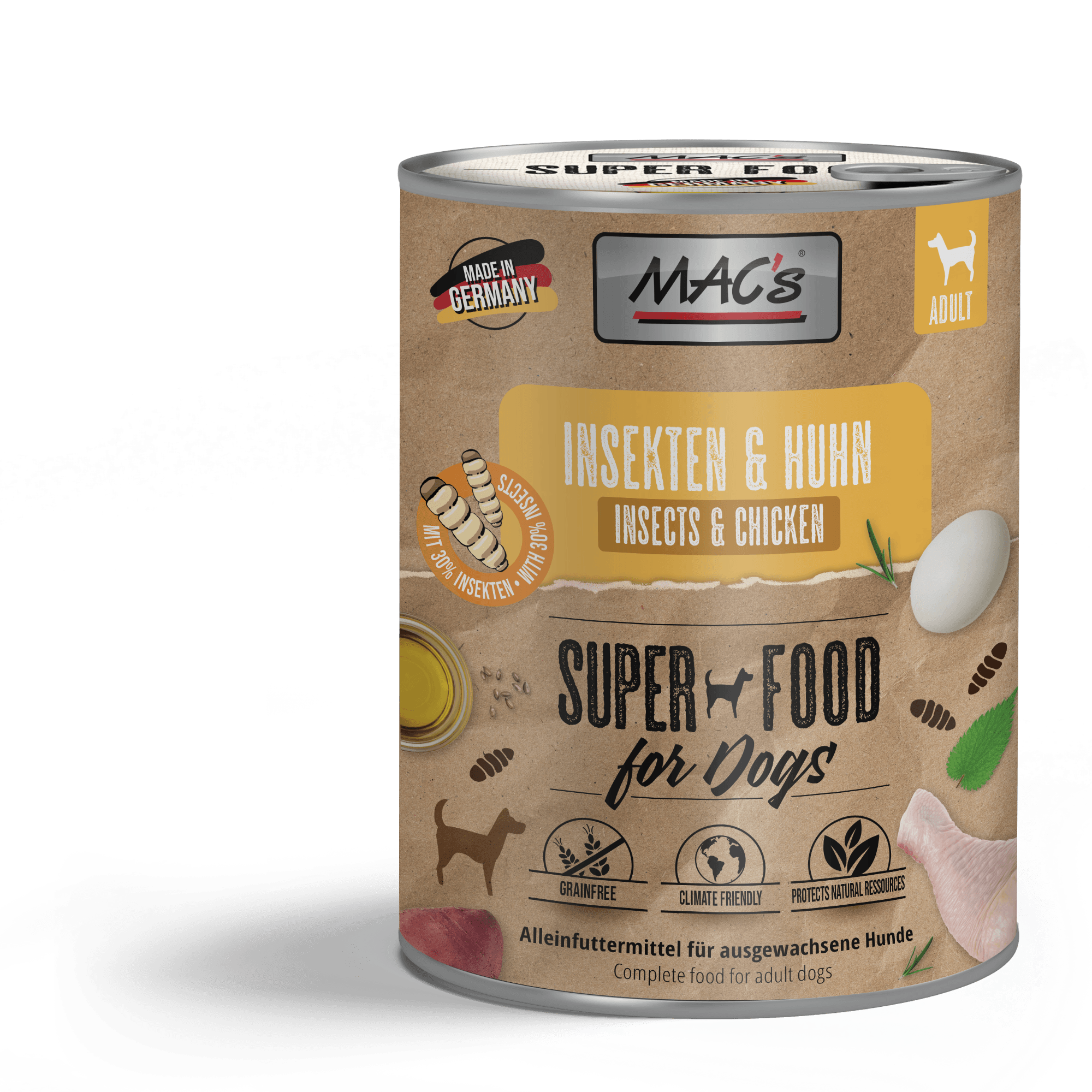 Artikel mit dem Namen MAC's DOG Insekten & Huhn im Shop von zoo.de , dem Onlineshop für nachhaltiges Hundefutter und Katzenfutter.