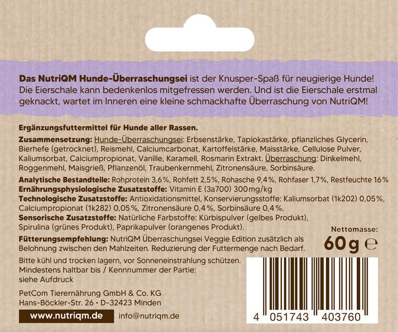 Artikel mit dem Namen NutriQM Hund Hunde-Überraschungsei Veggie Edition im Shop von zoo.de , dem Onlineshop für nachhaltiges Hundefutter und Katzenfutter.