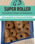 Artikel mit dem Namen NutriQM Hund Super Roller Granatapfel & Löwenzahnblätter im Shop von zoo.de , dem Onlineshop für nachhaltiges Hundefutter und Katzenfutter.