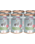 Six pack Terra Canis Diabetic Diet Wild wet dog food cans with stag label and copper lids