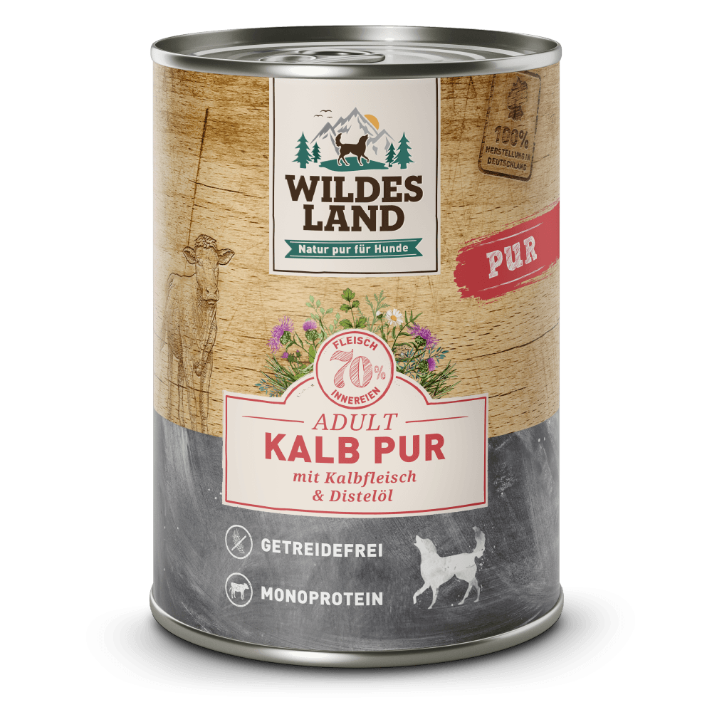 Wildes Land Hund Kalb PUR mit Distelöl – zoo.de