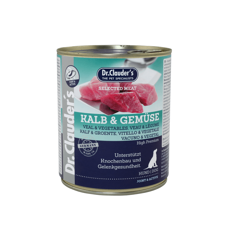 Artikel mit dem Namen Dr.Clauder's Selected Meat Kalb+Gemüse im Shop von zoo.de , dem Onlineshop für nachhaltiges Hundefutter und Katzenfutter.