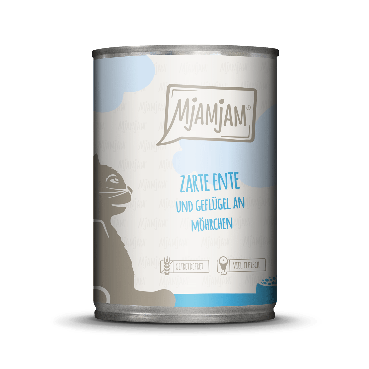 Artikel mit dem Namen MjAMjAM - Katze - zarte Ente & Geflügel an leckeren Möhrchen im Shop von zoo.de , dem Onlineshop für nachhaltiges Hundefutter und Katzenfutter.