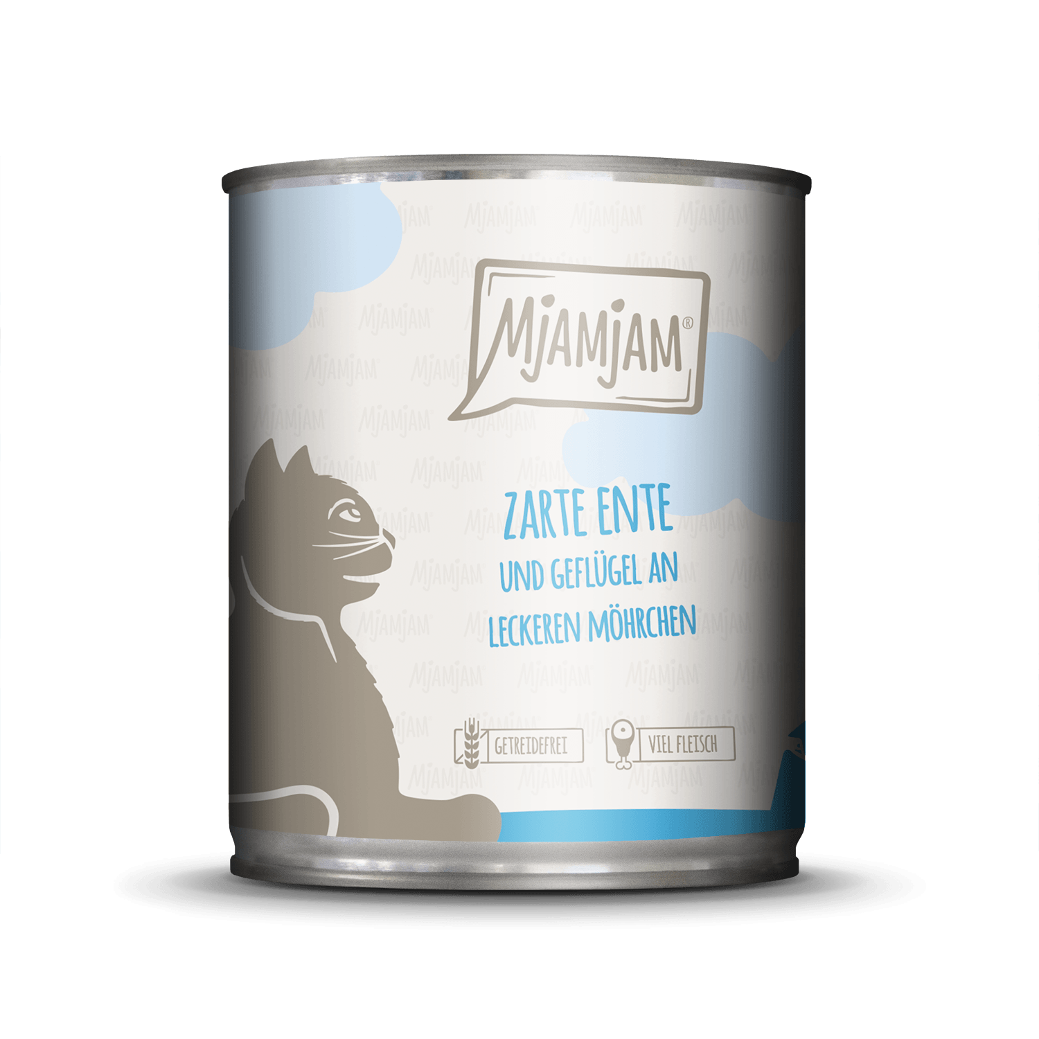 Artikel mit dem Namen MjAMjAM - Katze - zarte Ente & Geflügel an leckeren Möhrchen im Shop von zoo.de , dem Onlineshop für nachhaltiges Hundefutter und Katzenfutter.
