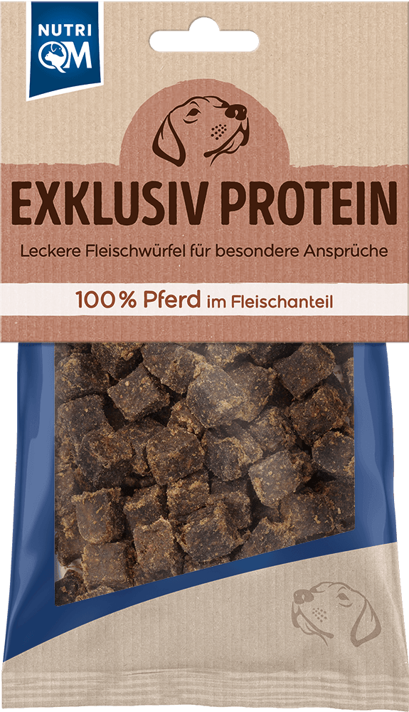 Artikel mit dem Namen NutriQM Hund Exklusiv Protein Pferd im Shop von zoo.de , dem Onlineshop für nachhaltiges Hundefutter und Katzenfutter.