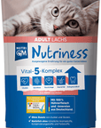 Artikel mit dem Namen NutriQM Katze Nutriness Lachs im Shop von zoo.de , dem Onlineshop für nachhaltiges Hundefutter und Katzenfutter.