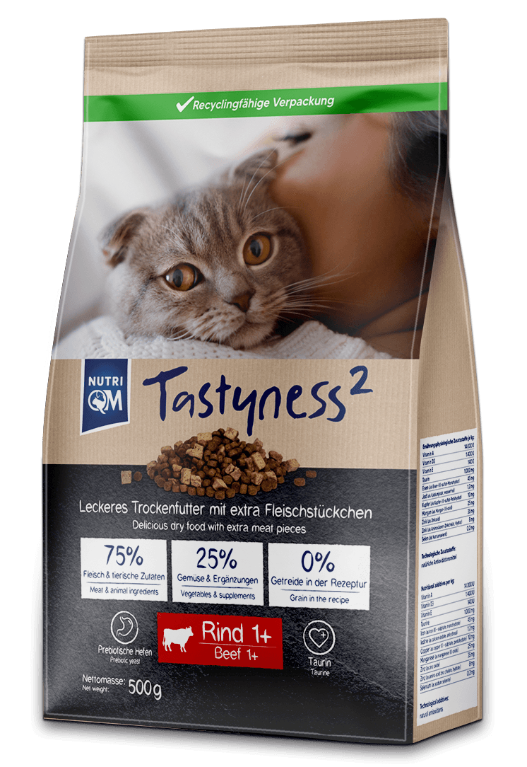 NutriQM Katze Tastyness² Rind – Trockenfutter getreidefrei – zoo.de