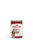 Royal Canin Medium Adult Mousse dog food can with muscle mass support label