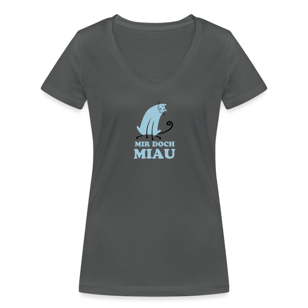 Artikel mit dem Namen &quot;Mir doch Miau&quot; | Frauen Bio-T-Shirt mit V-Ausschnitt im Shop von zoo.de , dem Onlineshop für nachhaltiges Hundefutter und Katzenfutter.