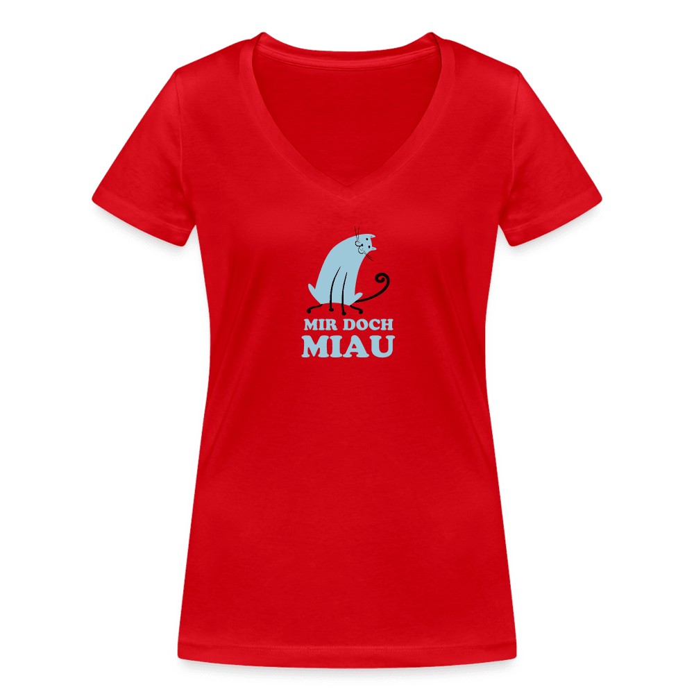 Artikel mit dem Namen &quot;Mir doch Miau&quot; | Frauen Bio-T-Shirt mit V-Ausschnitt im Shop von zoo.de , dem Onlineshop für nachhaltiges Hundefutter und Katzenfutter.