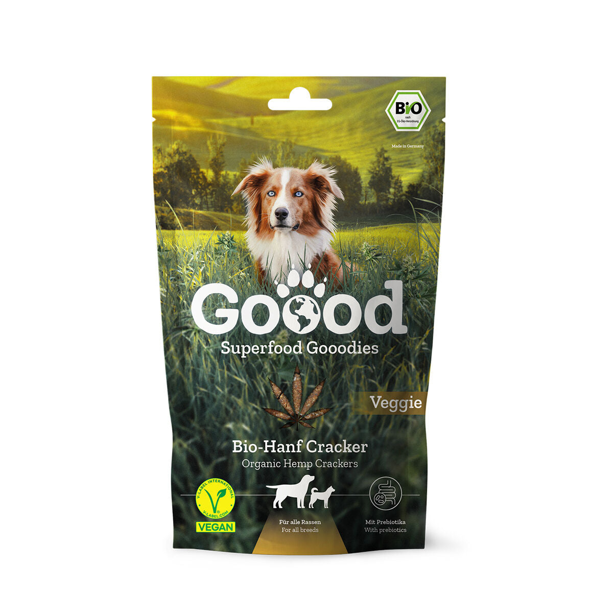 Artikel mit dem Namen GOOOD Superfood Gooodies Bio Hanfcracker im Shop von zoo.de , dem Onlineshop für nachhaltiges Hundefutter und Katzenfutter.