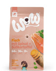 Artikel mit dem Namen WOW Fisch mit Spinat und Süßkartoffel im Shop von zoo.de , dem Onlineshop für nachhaltiges Hundefutter und Katzenfutter.