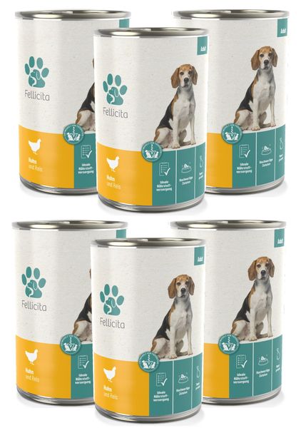Artikel mit dem Namen Fellicita Huhn & Reis für Hunde im Shop von zoo.de , dem Onlineshop für nachhaltiges Hundefutter und Katzenfutter.