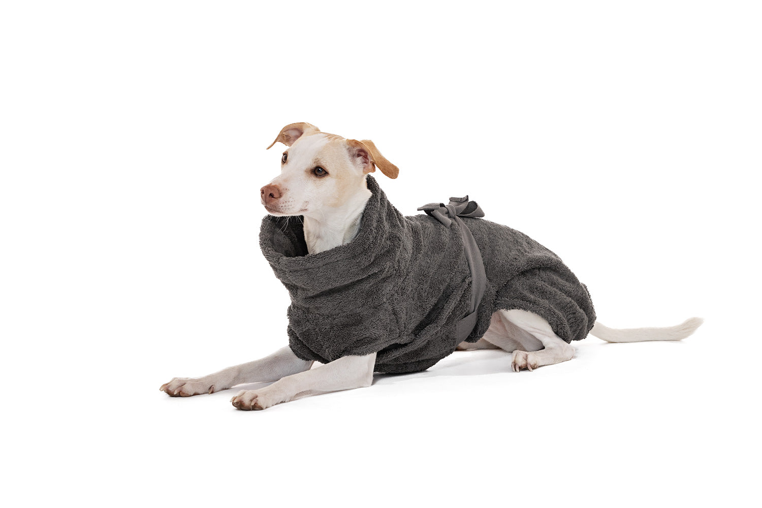 Artikel mit dem Namen Hundebademantel aus Bio-Baumwolle "Stone Grey" im Shop von zoo.de , dem Onlineshop für nachhaltiges Hundefutter und Katzenfutter.