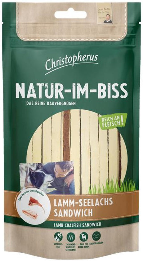 Artikel mit dem Namen Christopherus Snack Lamm Seelachs Sandwich im Shop von zoo.de , dem Onlineshop für nachhaltiges Hundefutter und Katzenfutter.