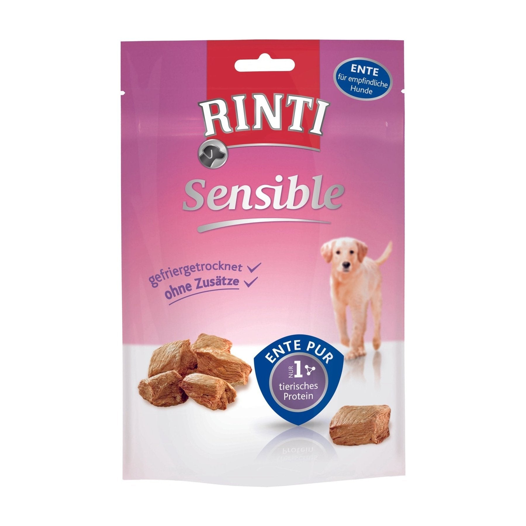 Artikel mit dem Namen Rinti Snack Ente pur im Shop von zoo.de , dem Onlineshop für nachhaltiges Hundefutter und Katzenfutter.