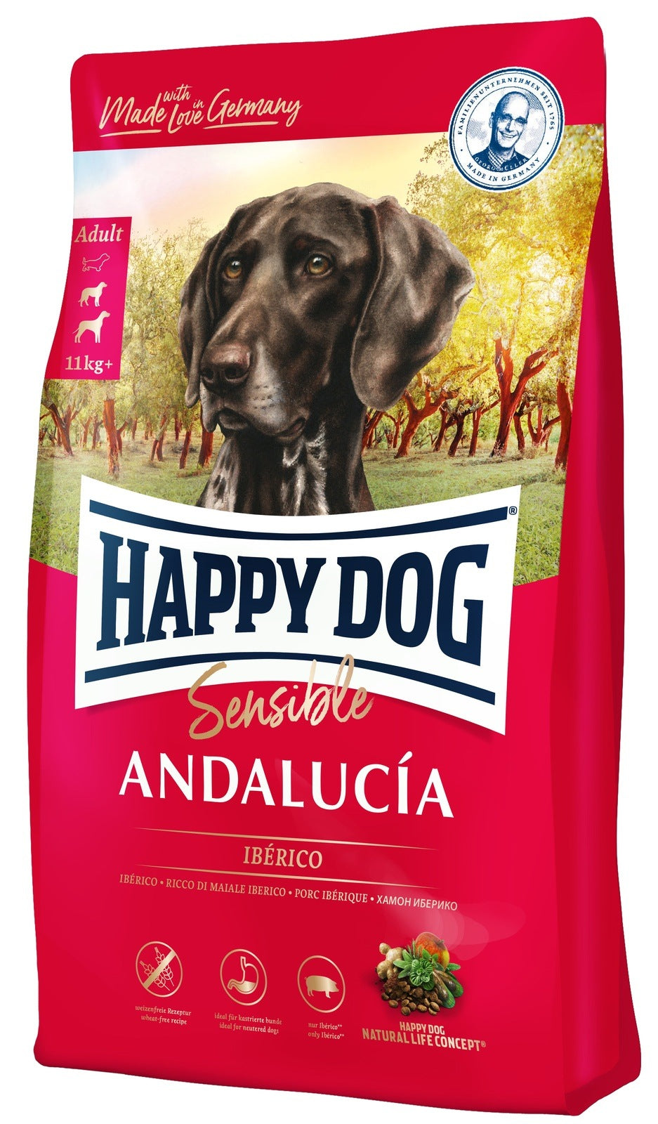 Artikel mit dem Namen Happy Dog Sensible Andalucía im Shop von zoo.de , dem Onlineshop für nachhaltiges Hundefutter und Katzenfutter.